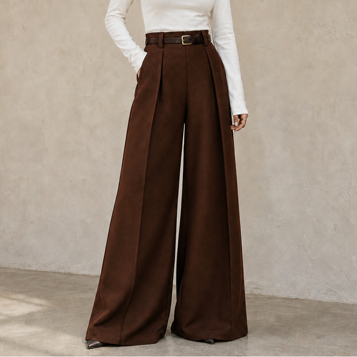 Elonga – Pleated High-Waisted Wide-Leg Trousers