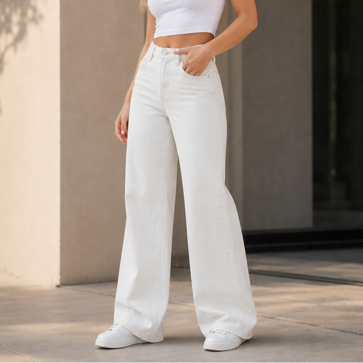 Longline Denim – High-Waisted Wide-Leg Jeans