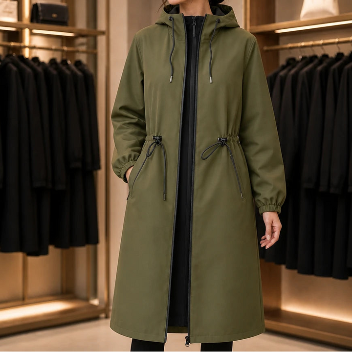 Windella – Hooded Drawstring-Waist Midi Coat