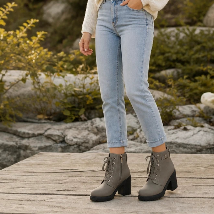 Stridewell – Buckle Lace-Up Chunky Platform Ankle Boots
