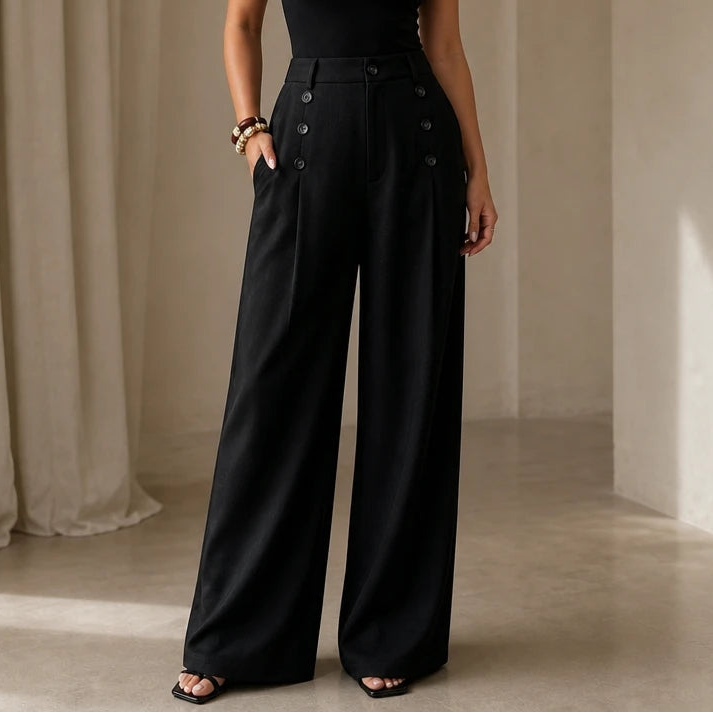 Veloura – High-Waisted Pleated Wide-Leg Trousers