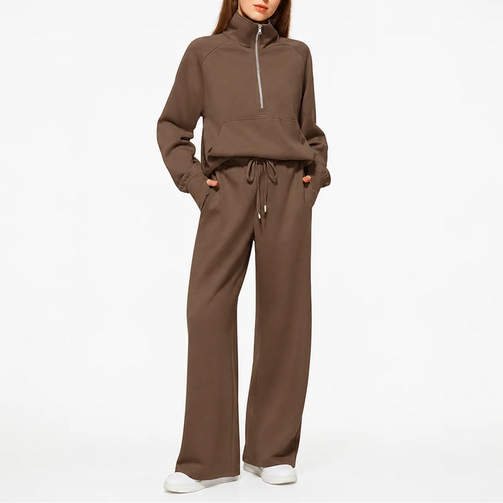 Easewell – Half-Zip Top And Wide-Leg Trouser Set