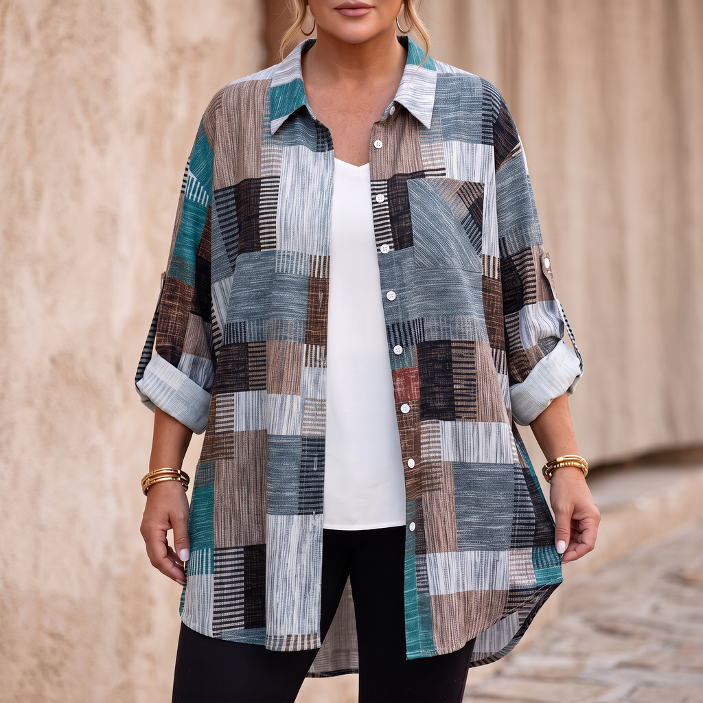 Plaidwell – Colorful Patchwork Plaid Button-Up Shirt