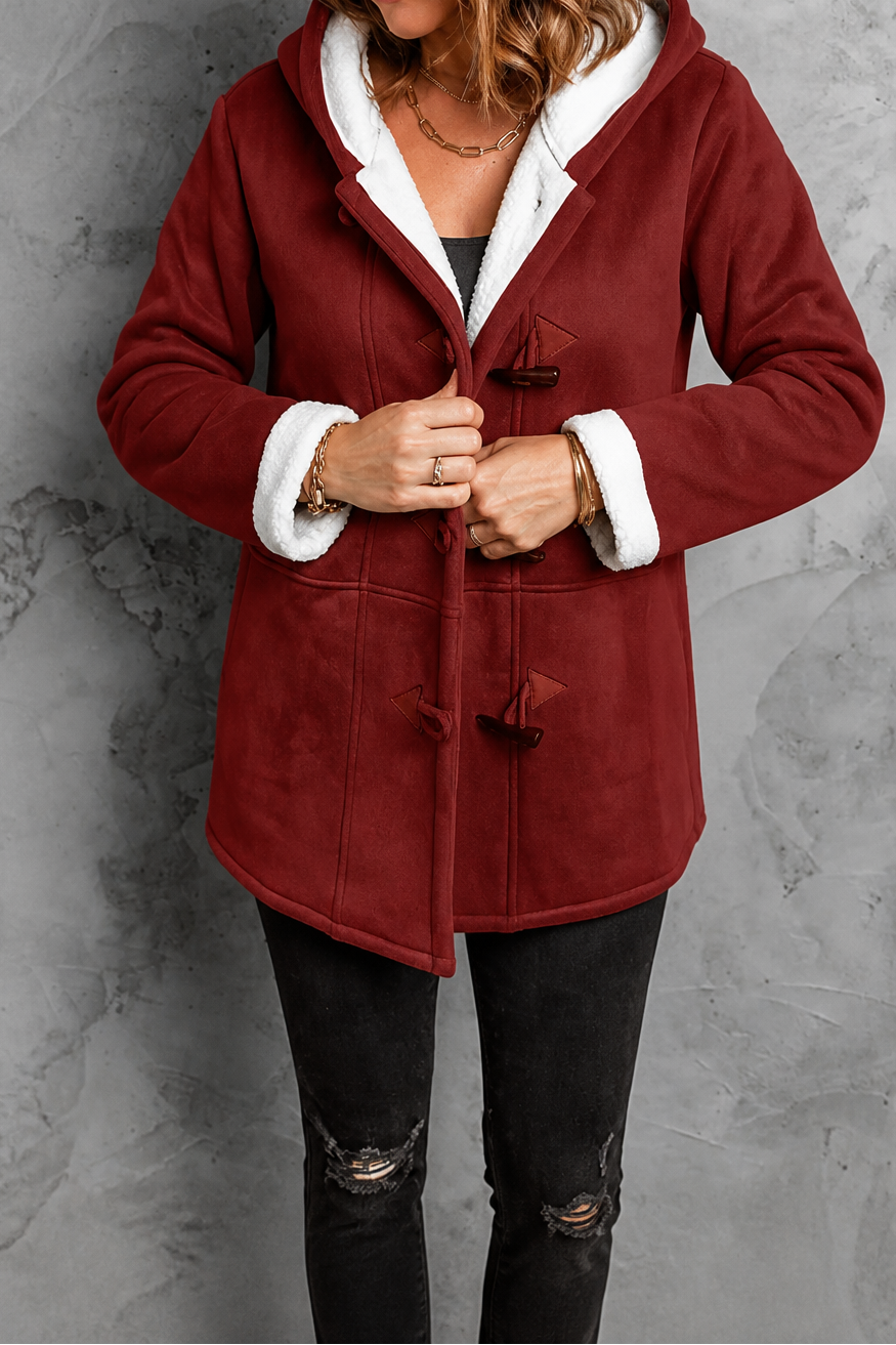 Suedeluxe – Hooded Faux Suede Coat With Plush Lining