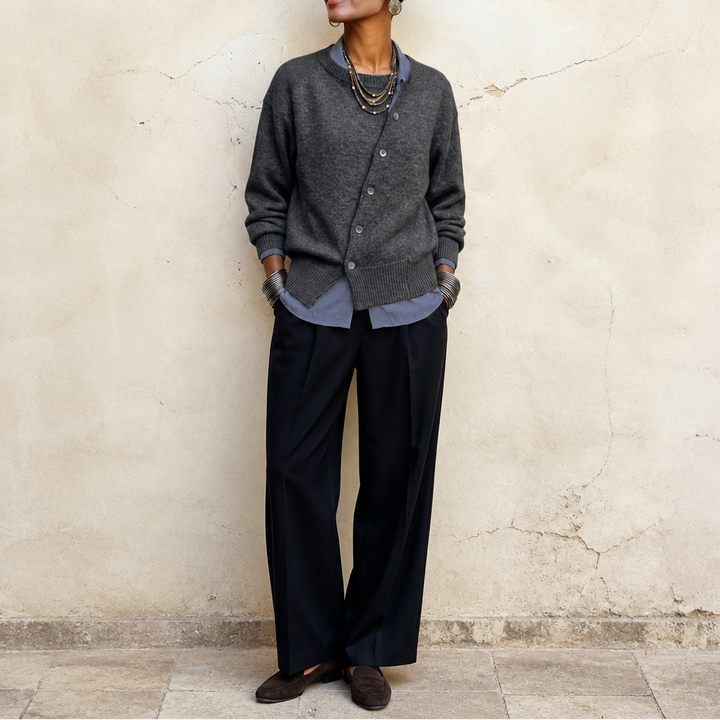 Velaire – Asymmetric Button Cardigan