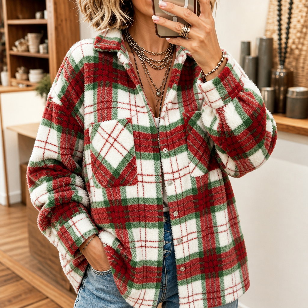 Coziveigh – Oversized Fleece Plaid Shacket