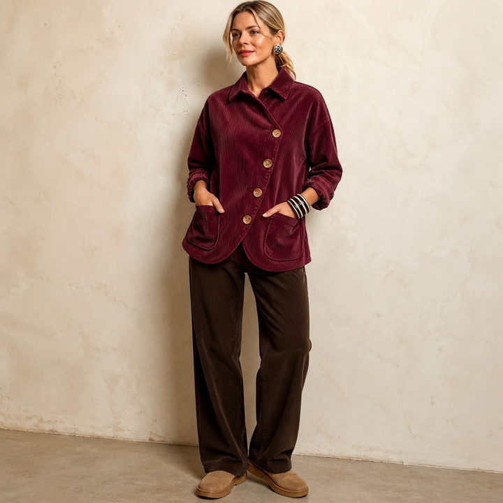 Corfield – Diagonal Button Ribbed Corduroy Shacket