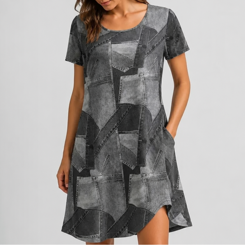 Wearbella – Patchwork Print Relaxed Shift Dress