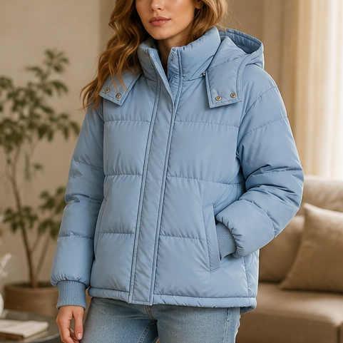 Veluna – Cropped Hooded Puffer Jacket
