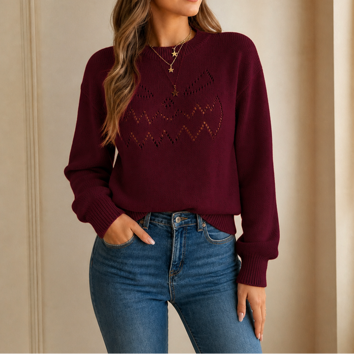 Hearthcott – Pumpkin Openwork Knit Sweater
