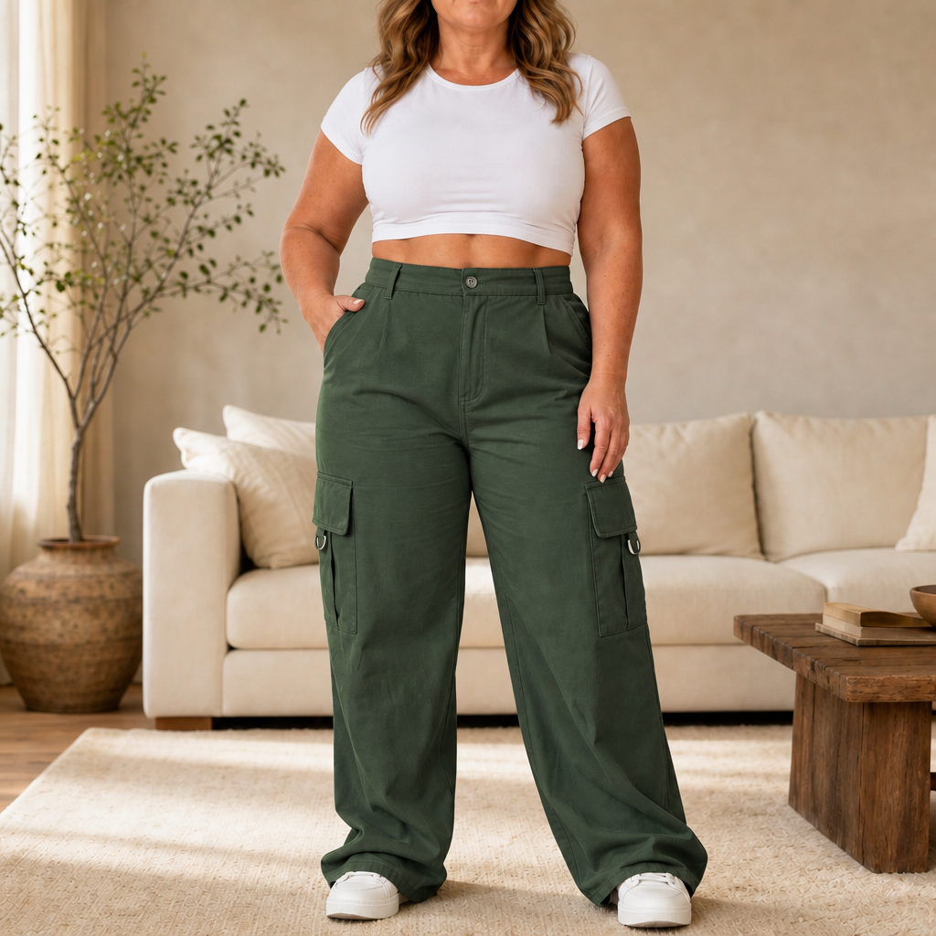 Waistline – High-Waisted Straight-Leg Cargo Pants