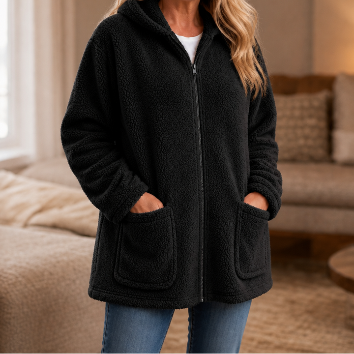 Cozelle – Plush Hooded Oversized Zip-Up Jacket