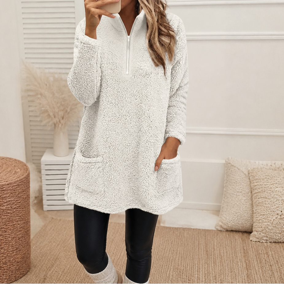 Wearlyn – Longline Half-Zip Sherpa Fleece Pullover