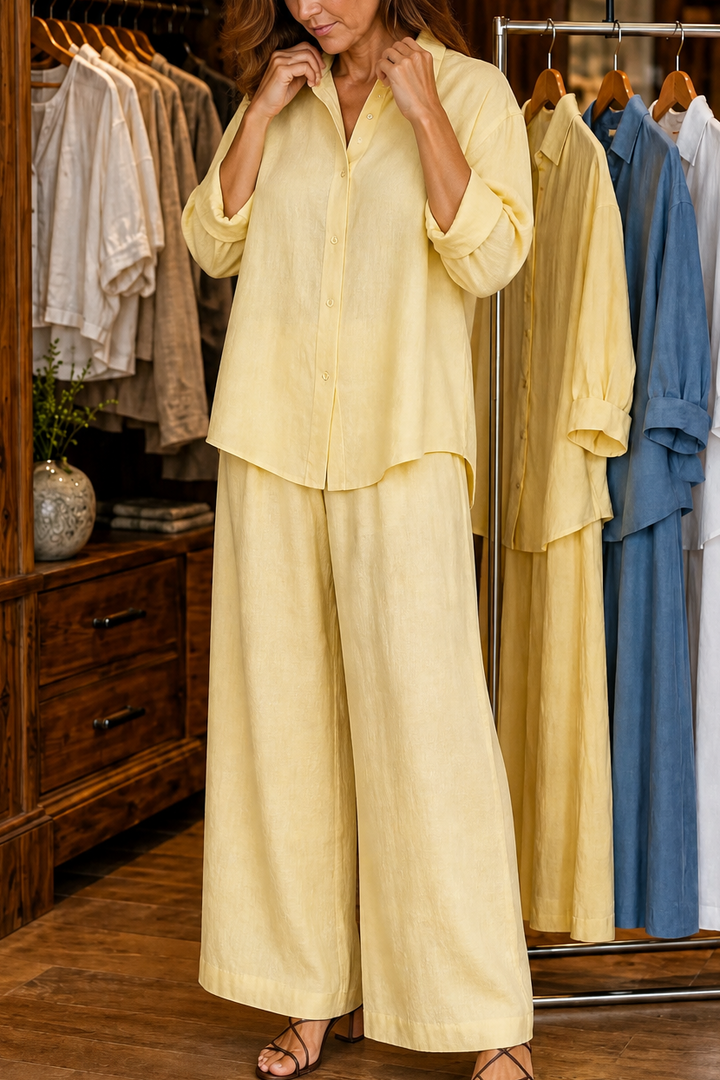 Setwell – Shirt And Wide-Leg Pants Set