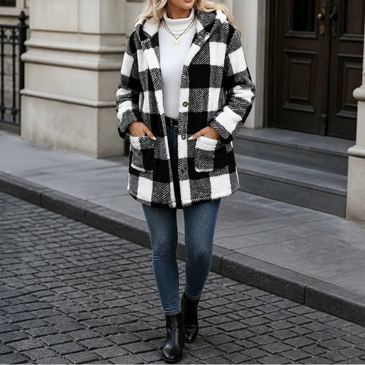 PlaidHaven – Buffalo Plaid Hooded Fleece Coat