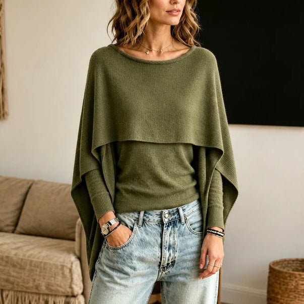 Capella Knit – Cape Sleeve Round Neck Sweater