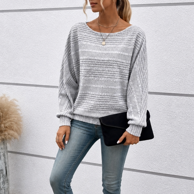 Mayfield – Striped Boat-Neck Long-Sleeve Knit Top