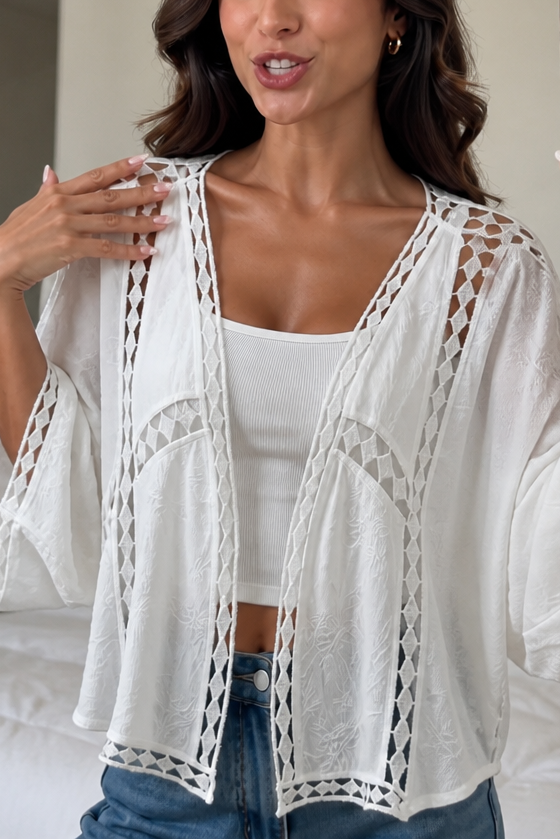 Lunaveil – Openwork Lace Oversized Cardigan