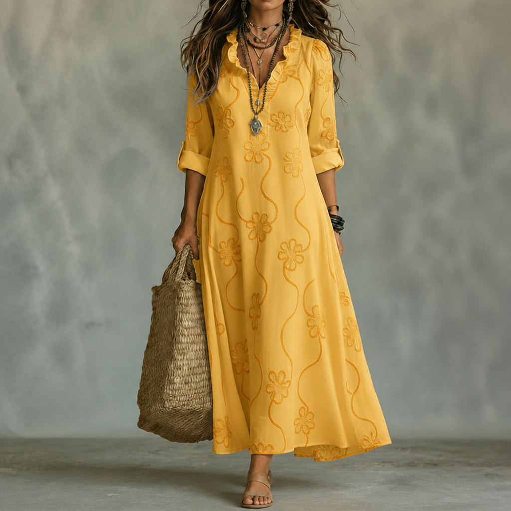 Wearbella – Floral Print Flowy A-Line Midi Dress