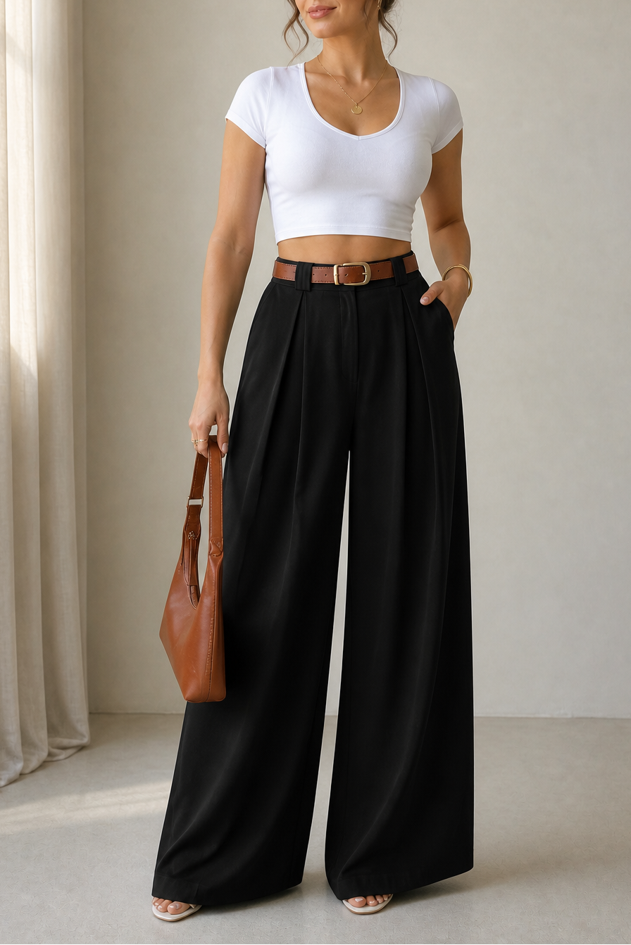 Longline – Deep Pleat Wide-Leg Trousers
