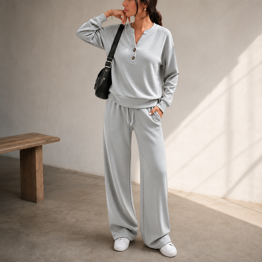 Wearlyn – Henley Wide-Leg Two-Piece Lounge Set