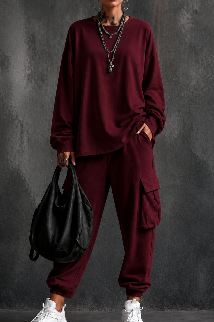 Dayworn – Round Neck Top And Cargo Pants Set