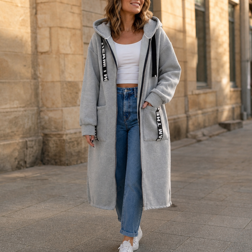 Everlyne – Alphabet Patchwork Zip-Up Hooded Jacket