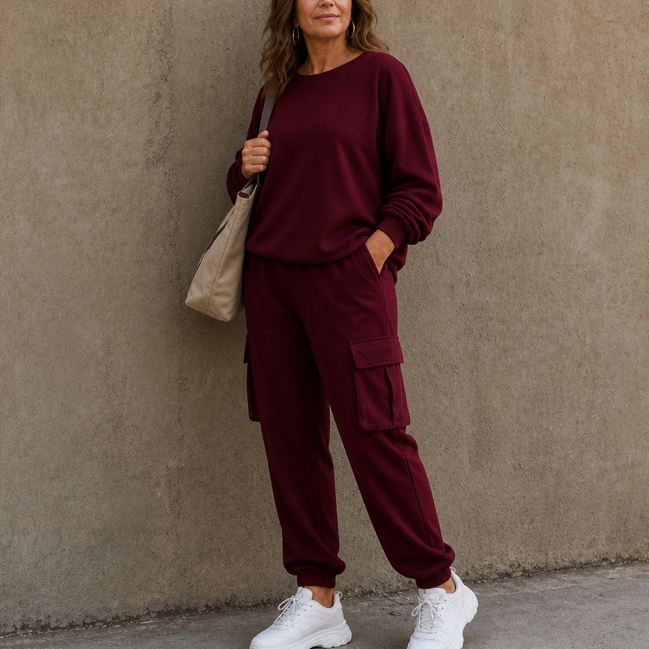 Wearbella – Crew-Neck Top And Cargo Pant Set