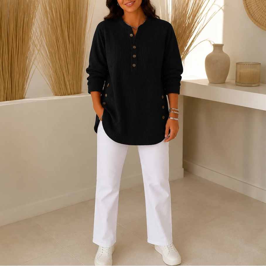 Lunelle – Loose-Knit Curved-Hem Tunic Sweater