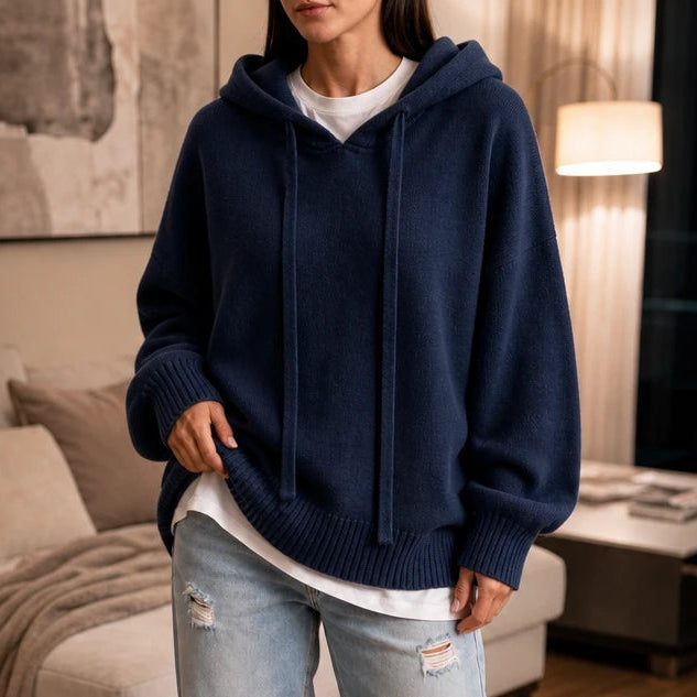 Easewell – Dropped-Shoulder Knit Hoodie