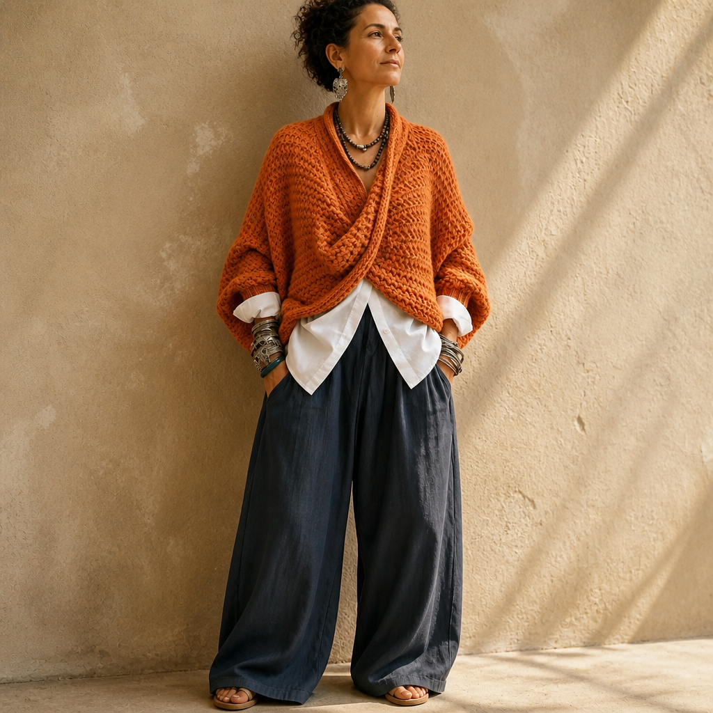 Crossovera – Chunky Knit Crossover V-Neck Sweater