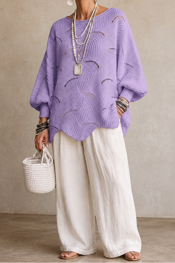 Wearbella – Hollow Wave Batwing Sleeve Sweater