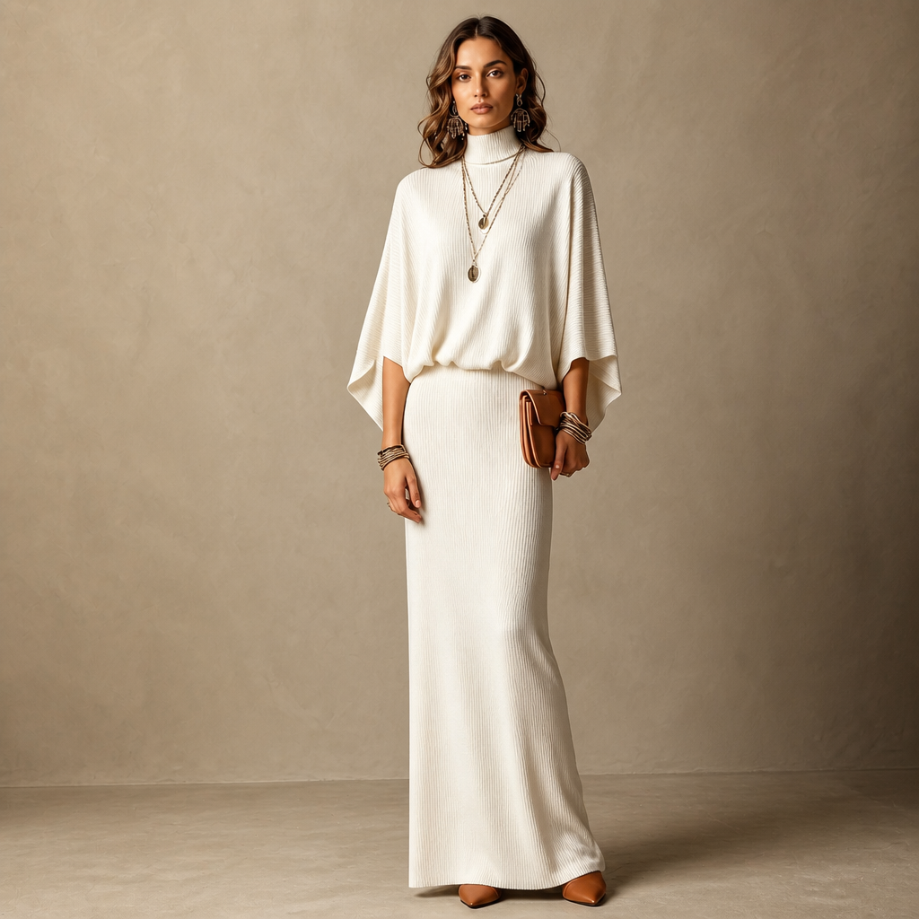 Wearbella – Batwing Sleeve Top And Long Skirt Set