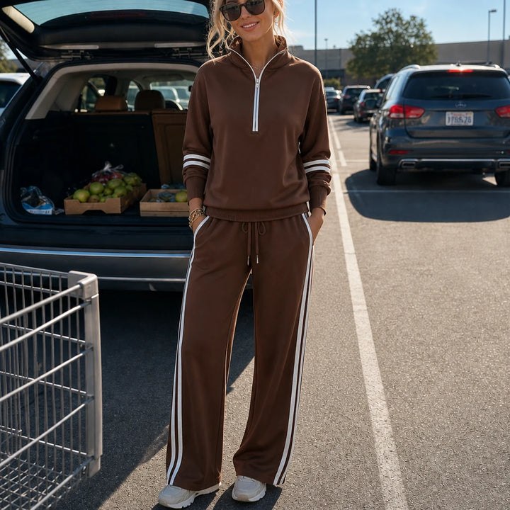 Veloura – Relaxed Knit Top And Wide-Leg Pants Set
