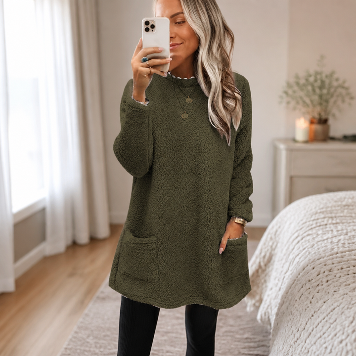 Coreheat – Brushed Fleece-Lined Longline Tunic Top