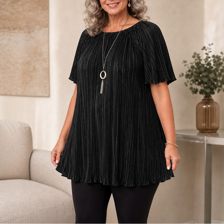Wearbella – Pleated Wide-Fit Button-Up Blouse