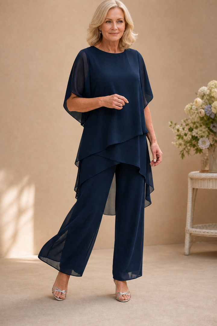 Wearbella – Draped Asymmetric Top And Wide-Leg Trouser Set
