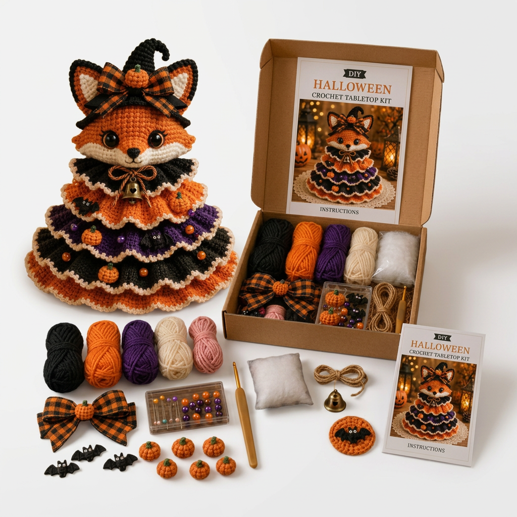 Hallowstitch – Layered Crochet Cat Witch Halloween Tree