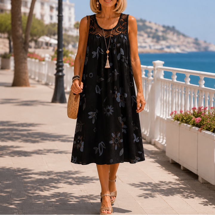 Wearbella – Floral Lace-Yoke Sleeveless Shift Dress