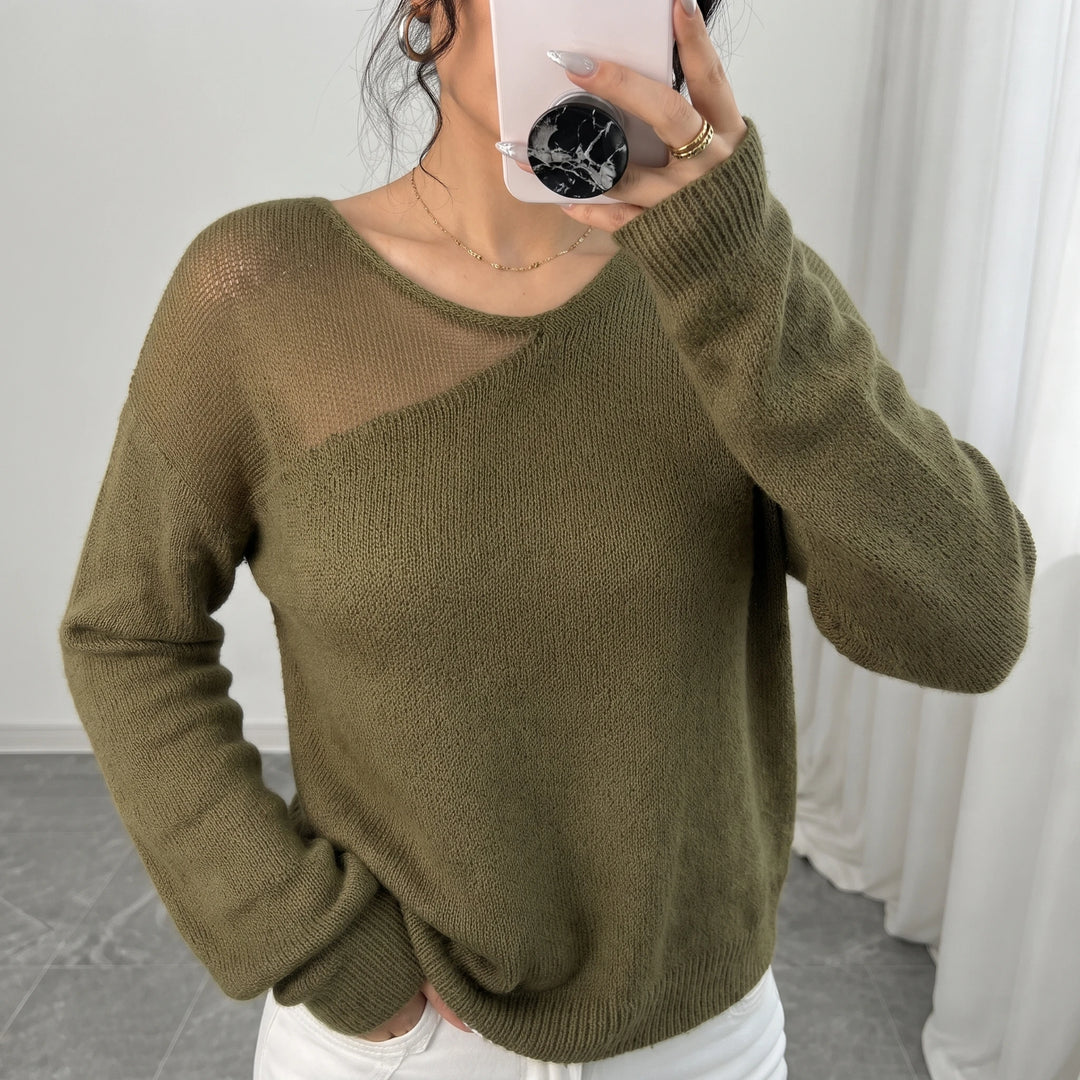 Veloura – Sheer-Shoulder Faux-Mink Sweater