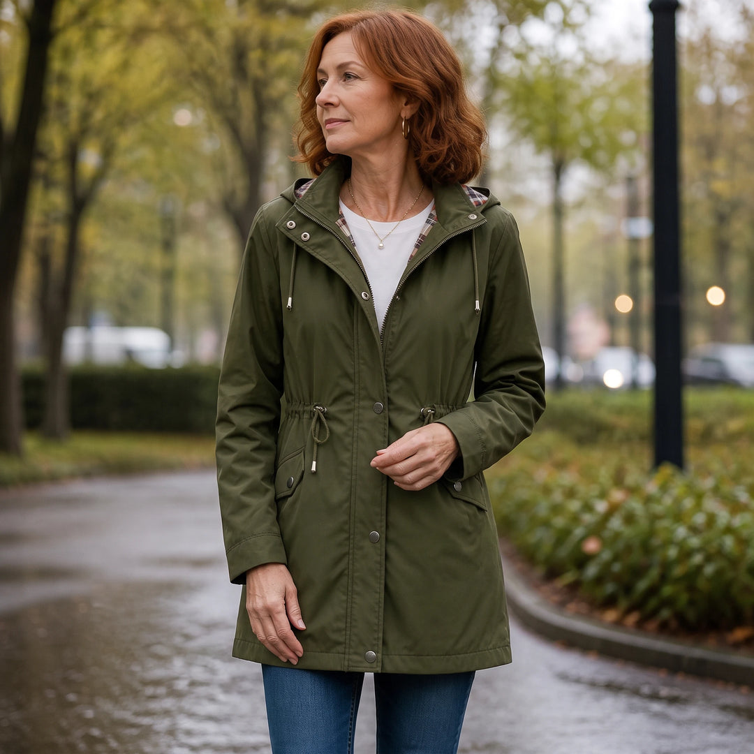 Plaidwell – Detachable Hood Adjustable Waist Rain Jacket