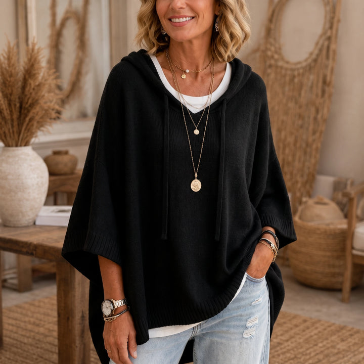 Vintrel – Oversized Open-Knit Distressed Hem Hoodie