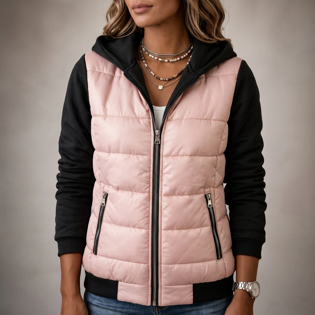 Layerelle – Quilted Panel Hooded Knit Jacket