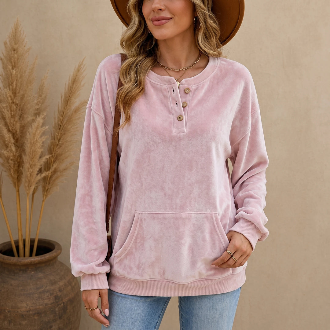 Veloura – Velour Henley Pocket Hoodie
