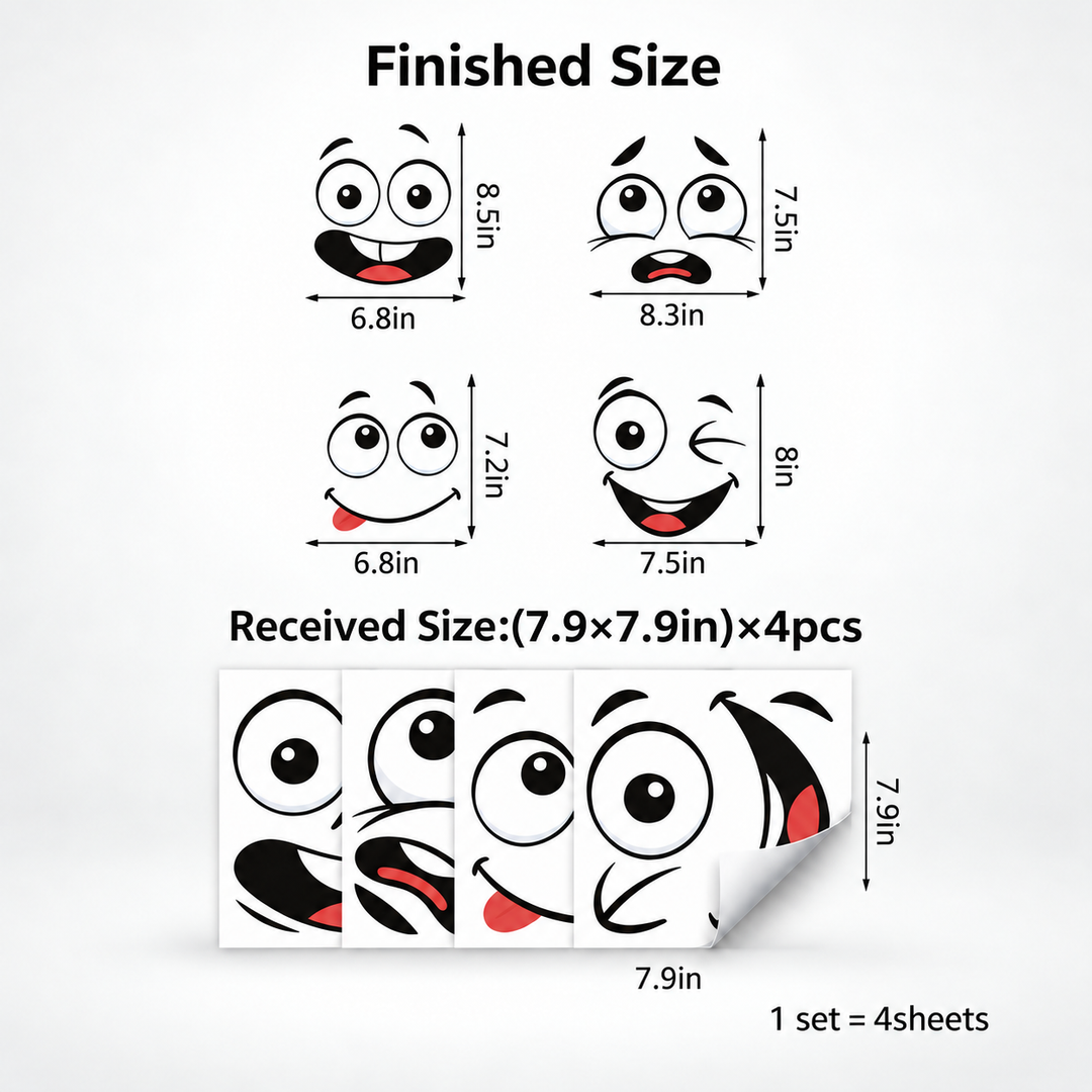 FaceSprout – Cartoon Face Decals For Household Items (4-pack set)