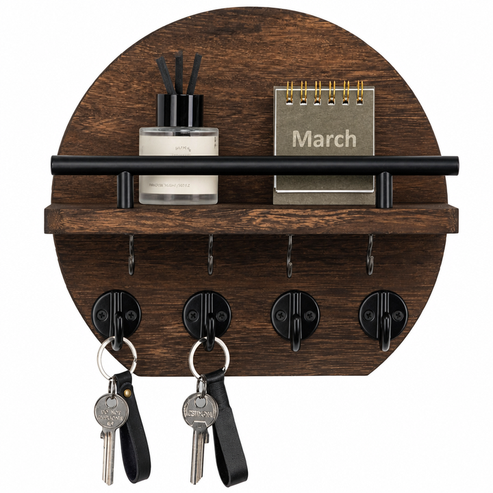 Keyhaven – Wall-Mounted Entryway Shelf With Double Hooks