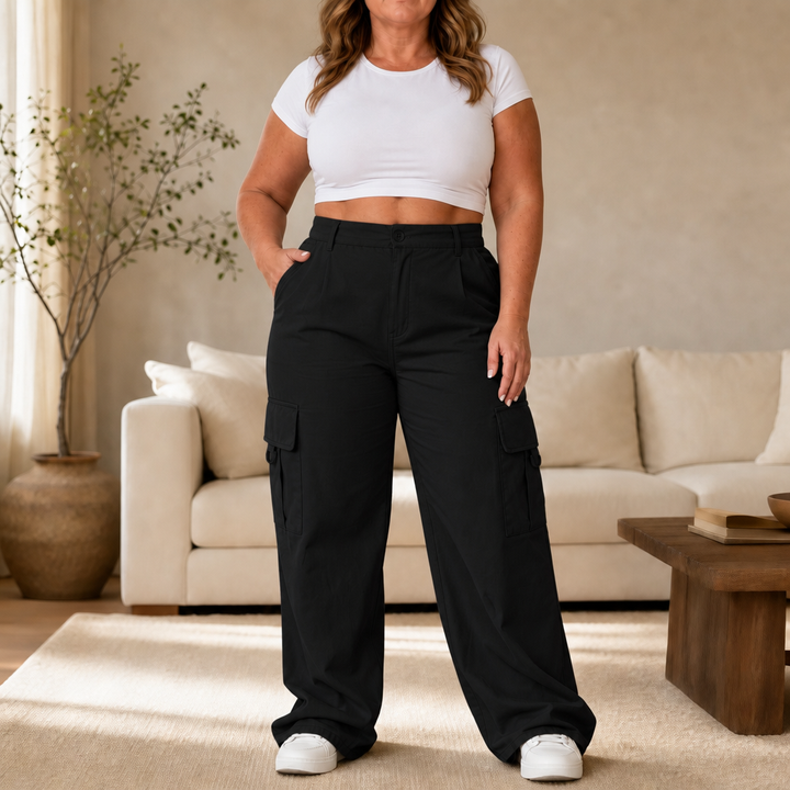 Waistline – High-Waisted Straight-Leg Cargo Pants