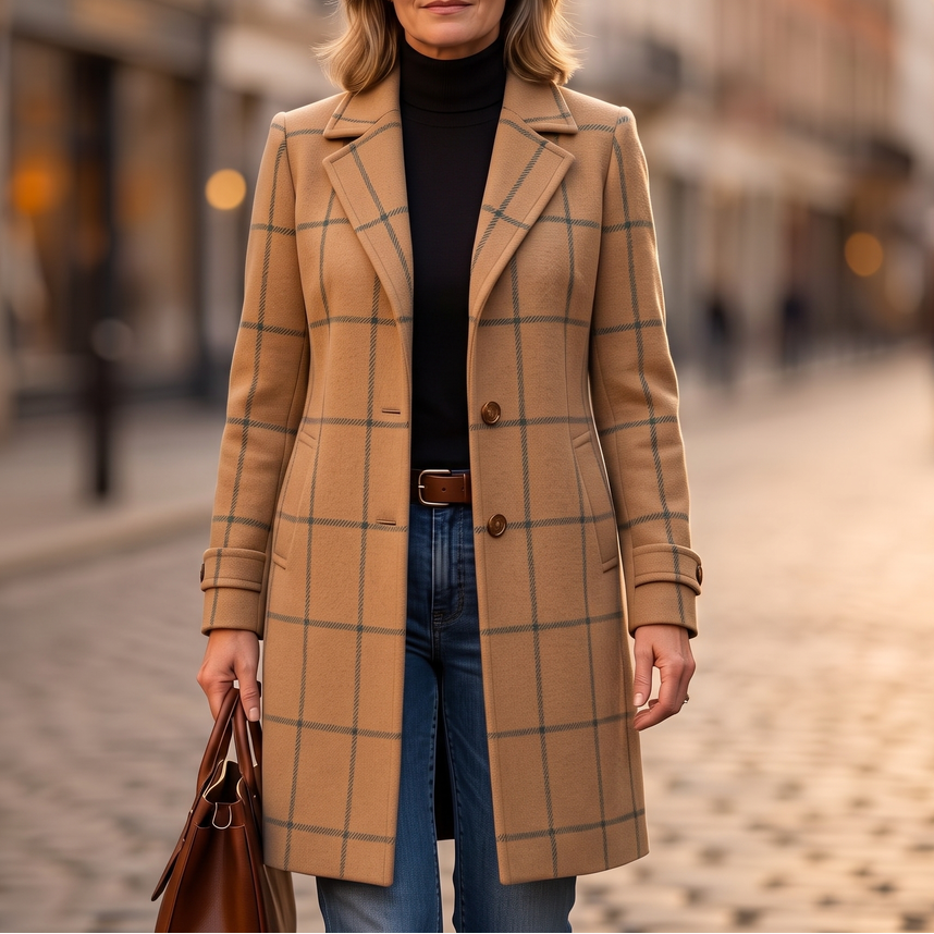 Checkwell – Royal Blue Checkered Two-Button Coat