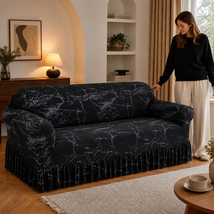 Hemvale – Ruffled Hem Stretch Sofa Cover