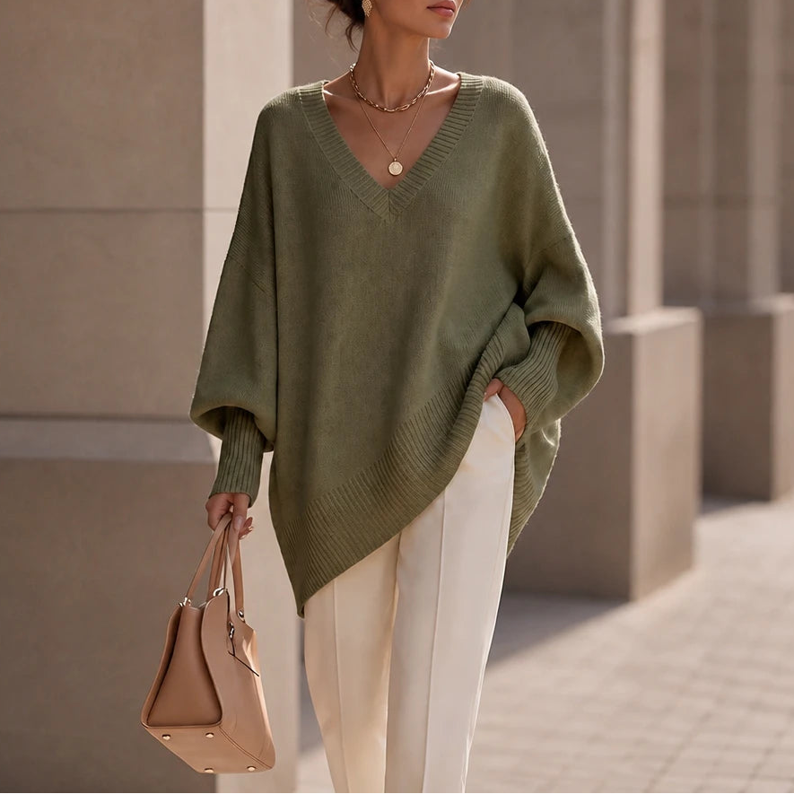 Mayfield – Oversized V-Neck Knit Sweater